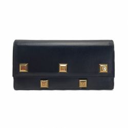 ☆☆ Salvatore Ferragamo サルヴァトーレフェラガモ ガンチーニ スタッズ 2つ折り財布 JP-22-D502 ブラック 長財布 Aランク
