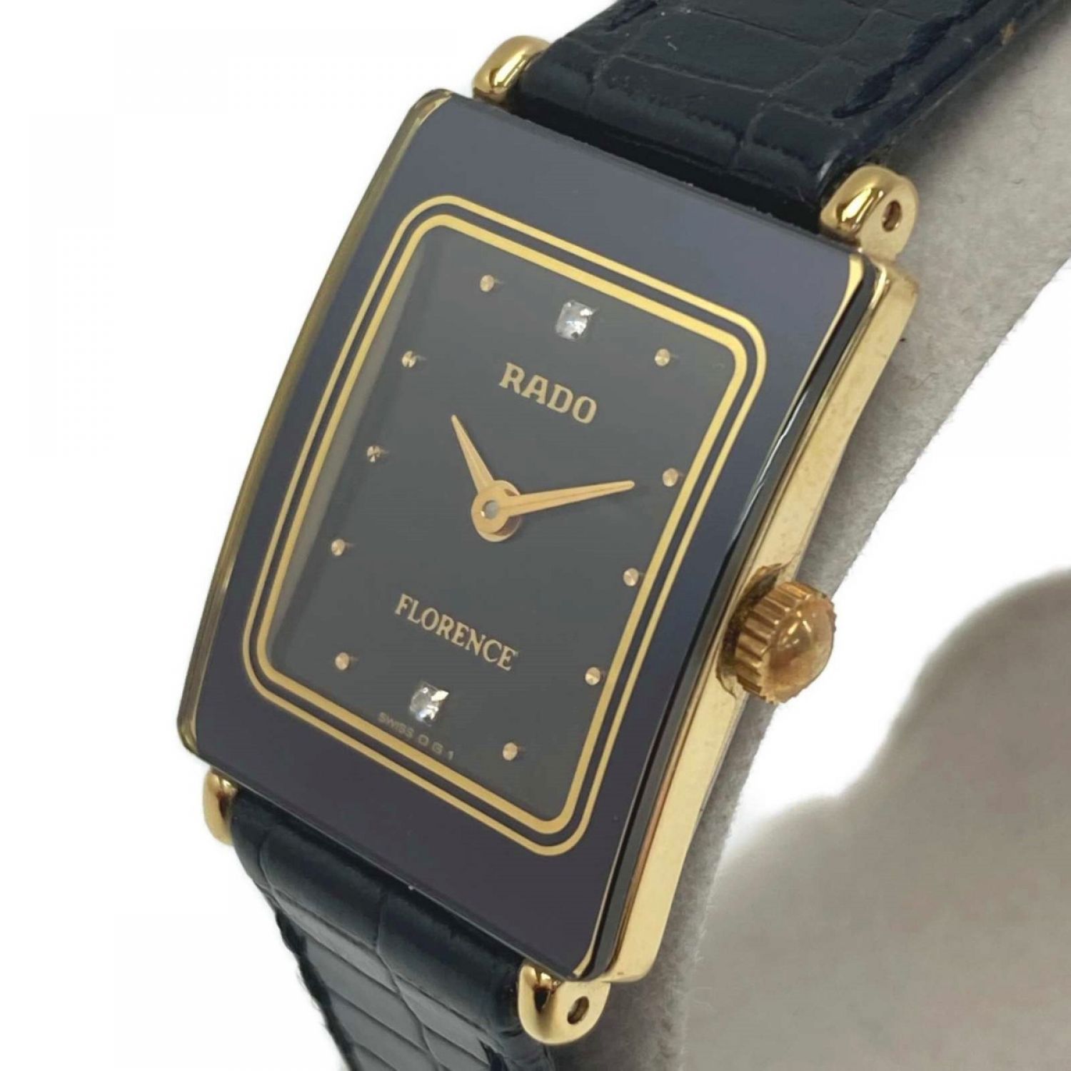 最新発見 稼動品 RADO ラドー フローレンス スクエア 3Pダイヤ 腕時計