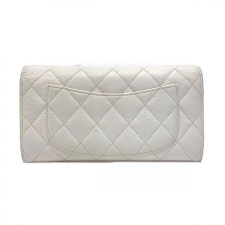  CHANEL シャネル マトラッセ フラップ ウォレット AP0241 ホワイト キャビアスキン 長財布 ギャランティカード有