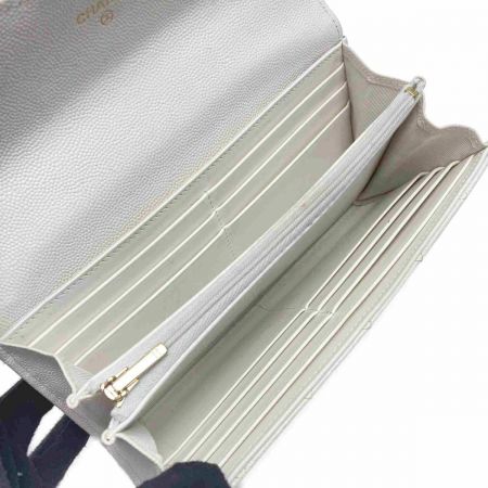  CHANEL シャネル マトラッセ フラップ ウォレット AP0241 ホワイト キャビアスキン 長財布 ギャランティカード有