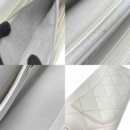  CHANEL シャネル マトラッセ フラップ ウォレット AP0241 ホワイト キャビアスキン 長財布 ギャランティカード有