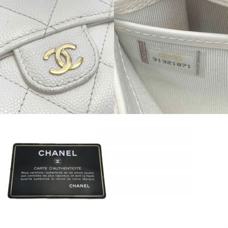  CHANEL シャネル マトラッセ フラップ ウォレット AP0241 ホワイト キャビアスキン 長財布 ギャランティカード有