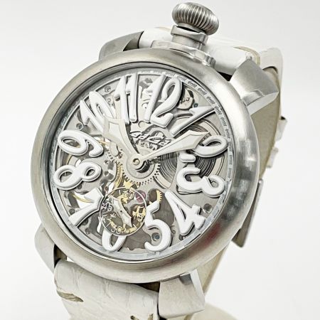  GAGA MILANO ガガミラノ MANUALE 48 5310.01 スケルトン 手巻き レザー メンズ 腕時計