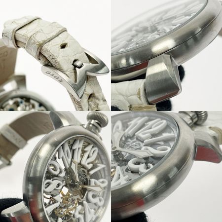  GAGA MILANO ガガミラノ MANUALE 48 5310.01 スケルトン 手巻き レザー メンズ 腕時計