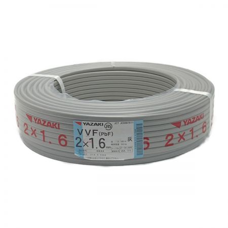   YAZAKI 矢崎《 VVFケーブル 平形 》100m巻 / 灰色 / VVF2×1.6 / 0632 2x1.6