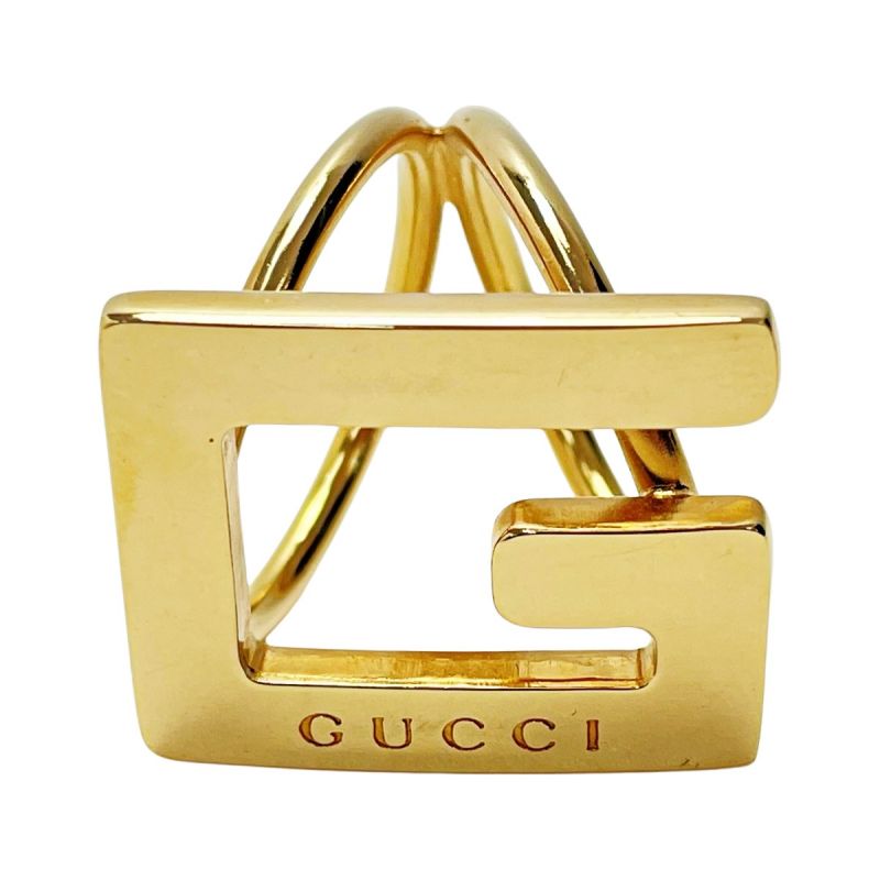 中古】 GUCCI グッチ Gモチーフ ゴールド スカーフリング メッキ