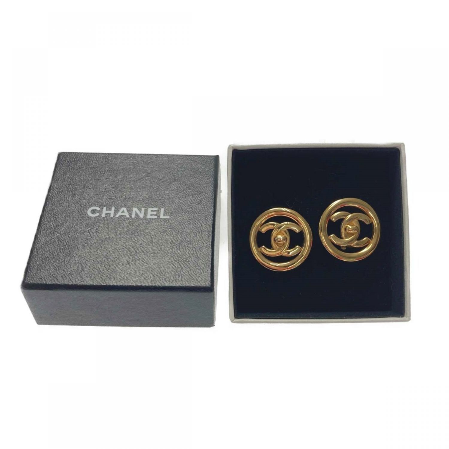 中古】 CHANEL シャネル ココマーク ターンロック サークル イヤリング