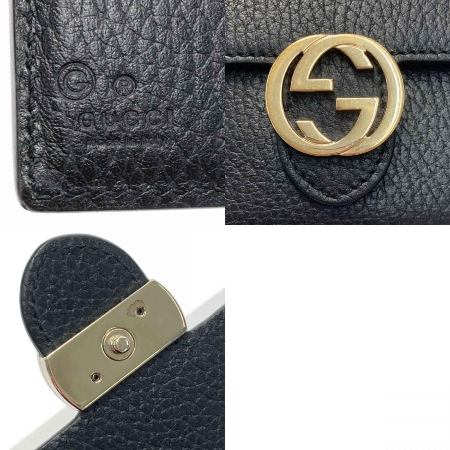 中古】 GUCCI グッチ インターロッキングG 598167 ブラック 二つ折り