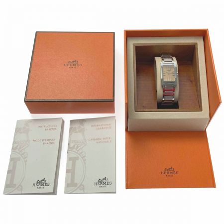  HERMES エルメス タンデム TA1.210 オレンジ系 クォーツ レディース 腕時計 箱・取説有