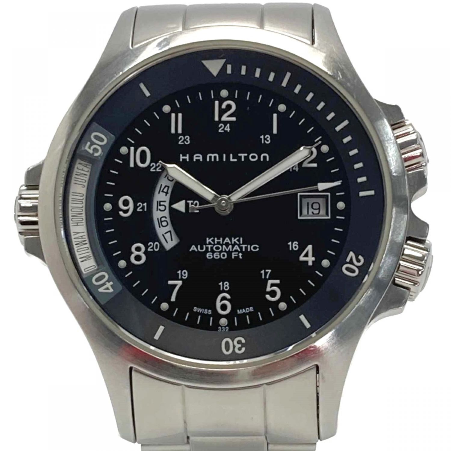 中古】 HAMILTON ハミルトン カーキ ネイビー GMT H77615133 ブラック