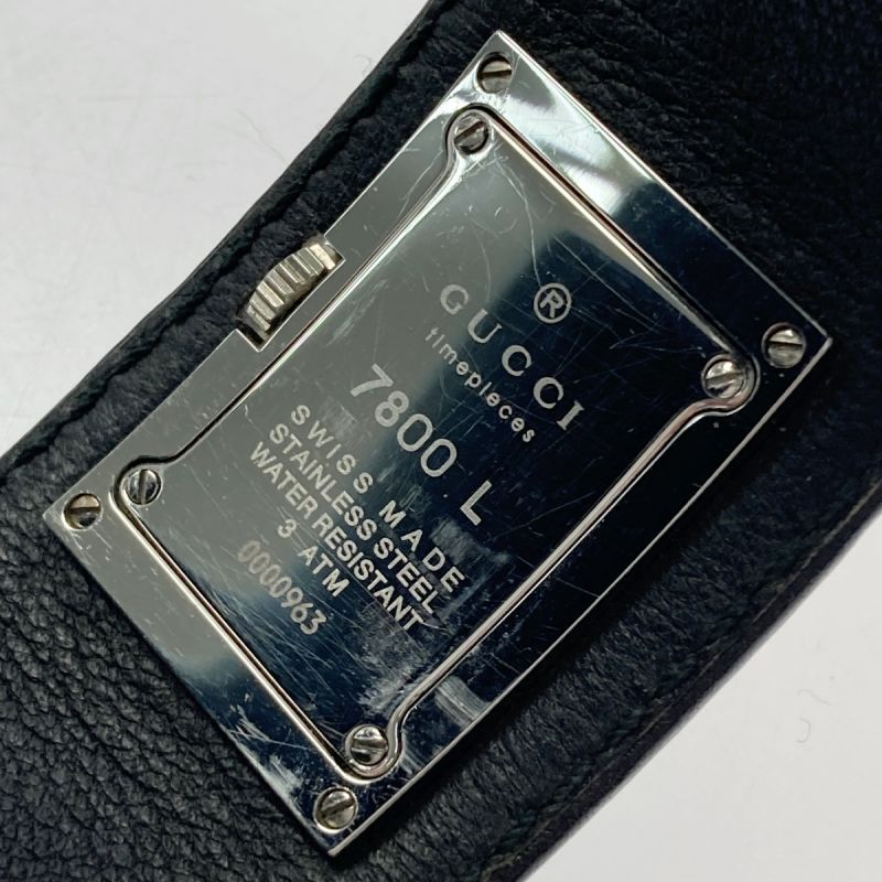 中古】 GUCCI グッチ バングルウォッチ レザー 7800L ブラック