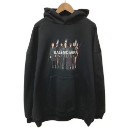 ☆☆ BALENCIAGA バレンシアガ プリント パーカー サイズ M メンズ 620947 TIVA2 ブラック Bランク