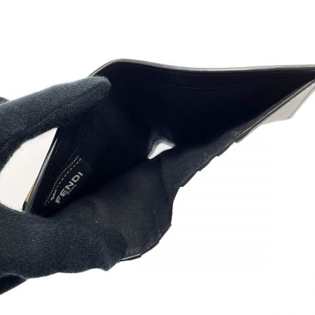  FENDI フェンディ モンスター バグズ アイ 二つ折り札入れ 7M0274 ブラック レザー ゴールド金具 箱・布袋有