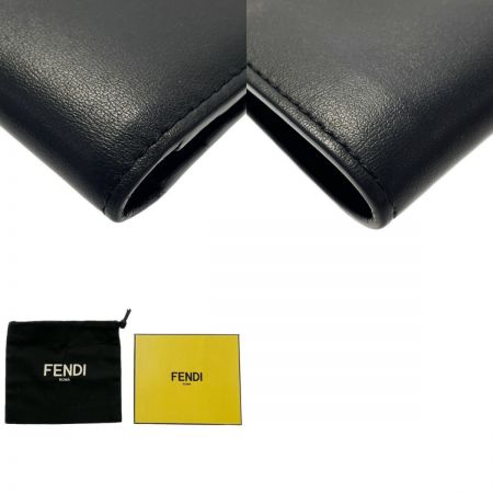  FENDI フェンディ モンスター バグズ アイ 二つ折り札入れ 7M0274 ブラック レザー ゴールド金具 箱・布袋有