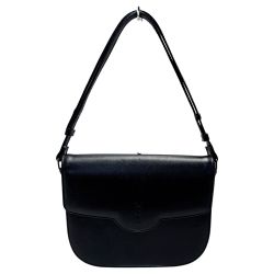 ☆☆ Yves Saint Laurent イブサンローラン ショルダーバッグ ブラック ヴィンテージ レザー レディース YSLロゴ型押 Bランク