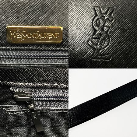  Yves Saint Laurent イブサンローラン ショルダーバッグ ブラック ヴィンテージ レザー レディース YSLロゴ型押