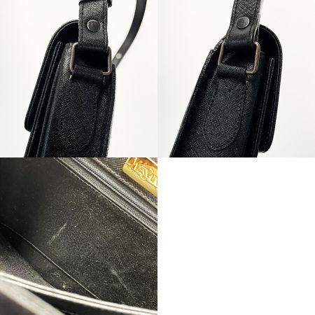  Yves Saint Laurent イブサンローラン ショルダーバッグ ブラック ヴィンテージ レザー レディース YSLロゴ型押