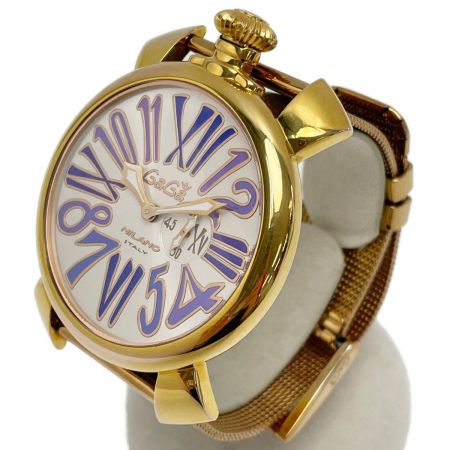  GAGA MILANO ガガミラノ MANUALE 46 スリム 5081.3 ゴールド系 クォーツ メンズ 腕時計