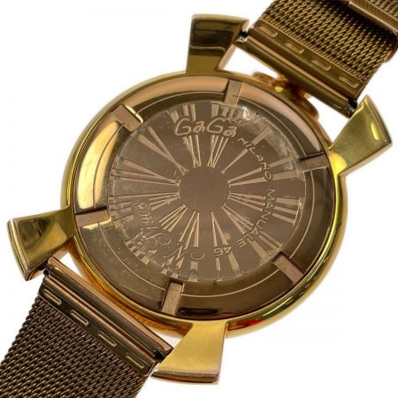  GAGA MILANO ガガミラノ MANUALE 46 スリム 5081.3 ゴールド系 クォーツ メンズ 腕時計