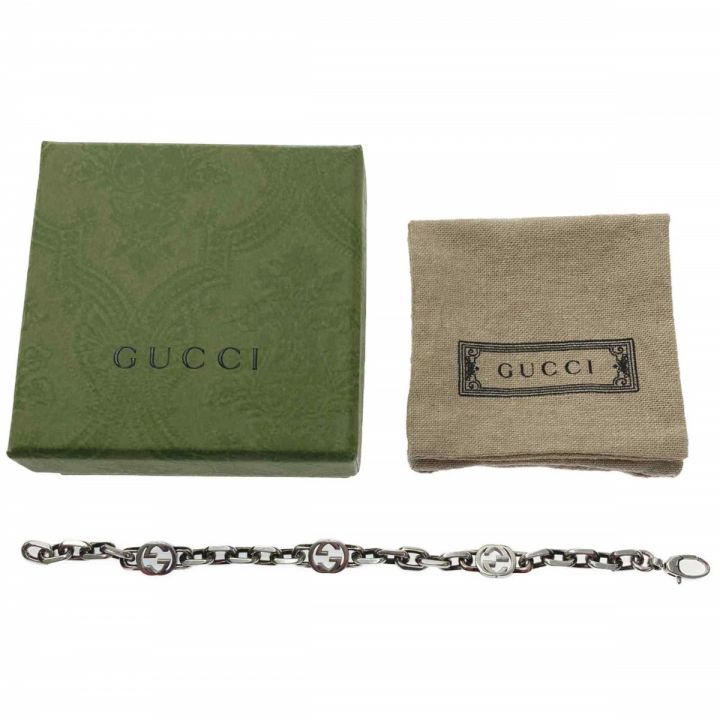 GUCCI グッチ インターロッキングG シルバーチェーンブレスレット SV Ag925 箱・布袋有