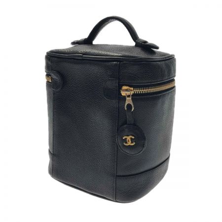  CHANEL シャネル ココマーク バニティバッグ A01998 ブラック キャビアスキン ゴールド金具