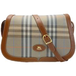 ☆☆ Burberrys バーバリーズ ヴィンテージ キャンバス×レザー チェック ショルダーバッグ レディース ゴールド金具 Bランク