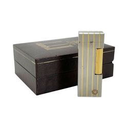 ☆☆ dunhill ダンヒル ゴールドストライプ4本 シルバー ガスライター Cランク
