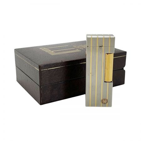  dunhill ダンヒル ゴールドストライプ4本 シルバー ガスライター
