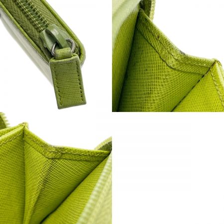  PRADA プラダ ラウンドファスナー財布 コインケース T10047 黄緑 レディース レザー