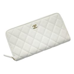 ☆☆ CHANEL シャネル タイムレスクラシック ラウンドファスナー財布 AP0242 ホワイト キャビアスキン レディース 箱・布袋・ギャランティ有 Sランク