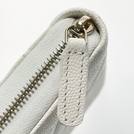  CHANEL シャネル タイムレスクラシック ラウンドファスナー財布 AP0242 ホワイト キャビアスキン レディース 箱・布袋・ギャランティ有