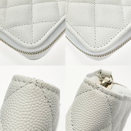  CHANEL シャネル タイムレスクラシック ラウンドファスナー財布 AP0242 ホワイト キャビアスキン レディース 箱・布袋・ギャランティ有
