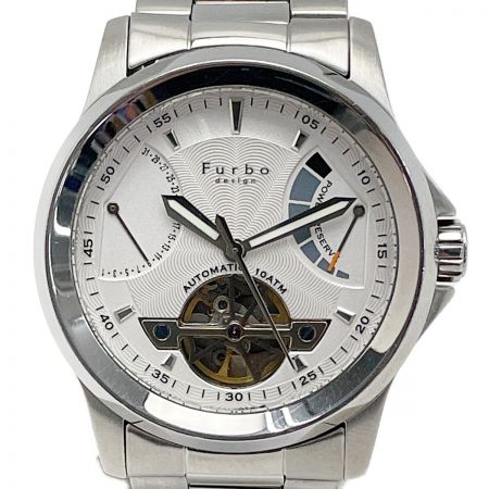  Furbo design フルボデザイン 自動巻き F5012 シルバー 白文字盤 シースルーバック メンズ 腕時計