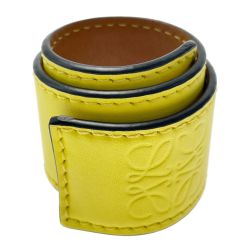 ☆☆ LOEWE ロエベ スラップブレスレット アナグラム イエロー レザー レディース アクセサリー Aランク