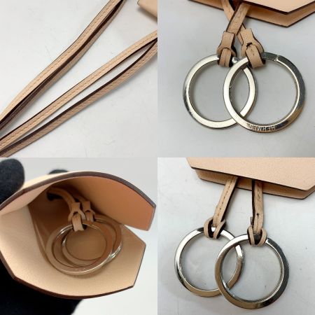  HERMES エルメス クロシェット T刻印 AM012UH ピンク シルバー金具  レザー キーリング