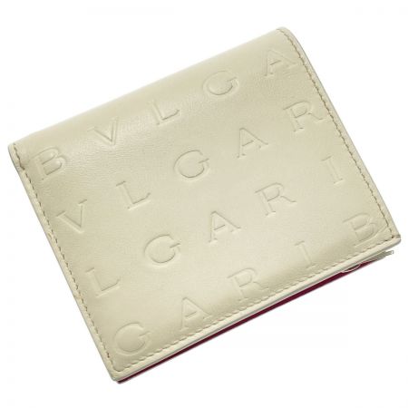  BVLGARI ブルガリ ブルガリロゴ インフィニートゥム コンパクトウォレット アイボリー×ピンク 二つ折り財布 箱有