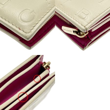 BVLGARI ブルガリ ブルガリロゴ インフィニートゥム コンパクトウォレット アイボリー×ピンク 二つ折り財布 箱有