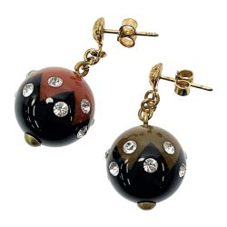 ☆☆ LOUIS VUITTON ルイヴィトン  ブックルドレイユ マグネティック ピアス M66398 ブラック系 ゴールド金具 レディース アクセサリー Bランク