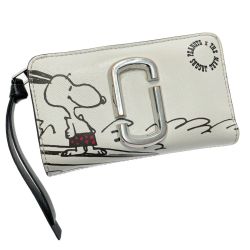 ☆☆ MARC JACOBS マークジェイコブス 2つ折り財布 M0016786 ブラック×ホワイト ピーナッツ スヌーピー コラボ Bランク
