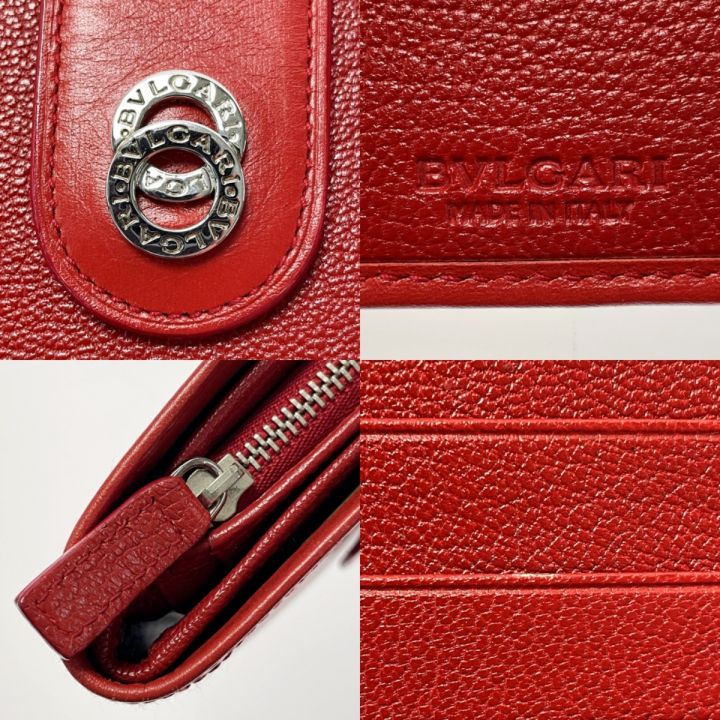 BVLGARI ブルガリ ドッピオンド T12211 レッド 二つ折り長財布 レザー レディース シルバー金具 箱有｜中古｜なんでもリサイクルビッグバン