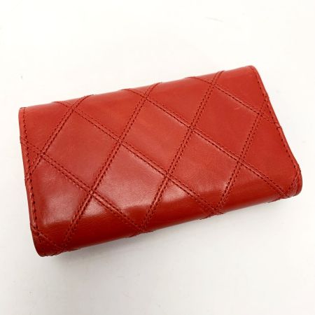  CHANEL シャネル マトラッセ レザー ココマーク レッド キーケース 6連 レディース シルバー金具 