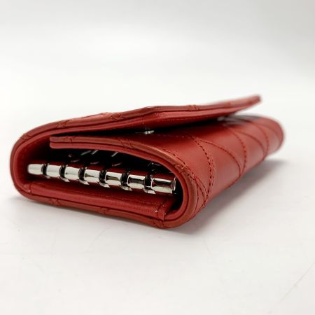  CHANEL シャネル マトラッセ レザー ココマーク レッド キーケース 6連 レディース シルバー金具 