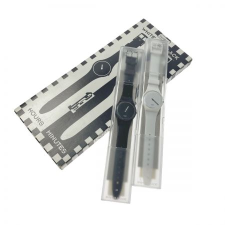  SWATCH スウォッチ WHITE HOURS/BLACK MINUTES クォーツ メンズ 腕時計 箱有 ジャンク