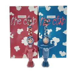 ☆☆ SWATCH スウォッチ ザ・クラブ ルーカ＆スミラフィギュア クォーツ 腕時計 ジャンク the club Dランク