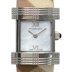 ☆☆ BURBERRY バーバリー チェック柄ベルト BU4507 シェル文字盤 クォーツ レディース 腕時計 Bランク