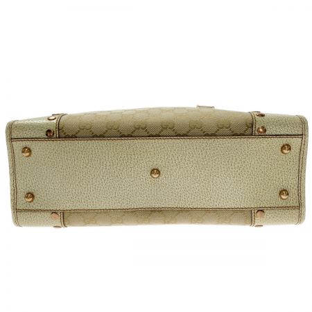  GUCCI グッチ トートバッグ ハンドバッグ 124260 ベージュ GGキャンバス×レザー 布袋付