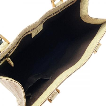  GUCCI グッチ トートバッグ ハンドバッグ 124260 ベージュ GGキャンバス×レザー 布袋付