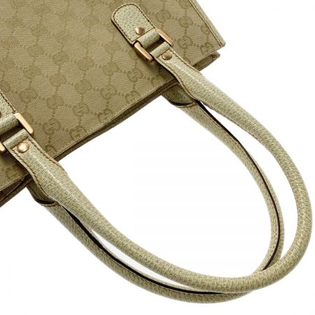  GUCCI グッチ トートバッグ ハンドバッグ 124260 ベージュ GGキャンバス×レザー 布袋付