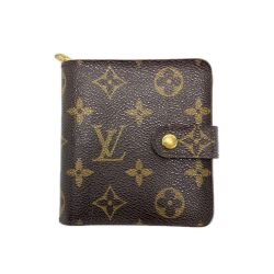 LOUIS VUITTON ルイヴィトン モノグラム コンパクトジップ M61667 ブラウン 2つ折り財布 Cランク