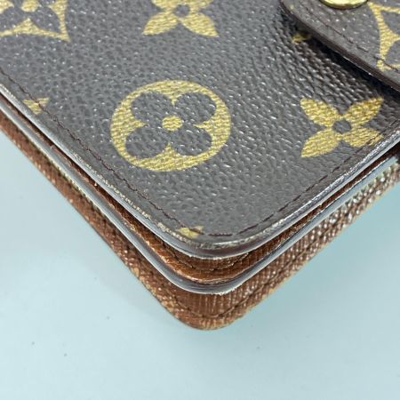 LOUIS VUITTON ルイヴィトン モノグラム コンパクトジップ M61667 ブラウン 2つ折り財布